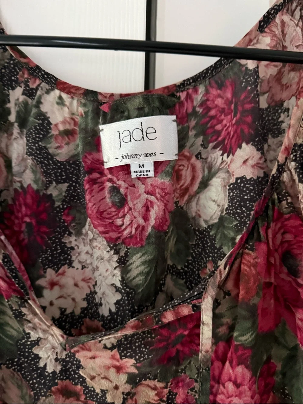 Jade by Johnny Was "Etta" Multicolor Floral Dress bohemian Size M EC2 100% Silk - Picture 2 of 6